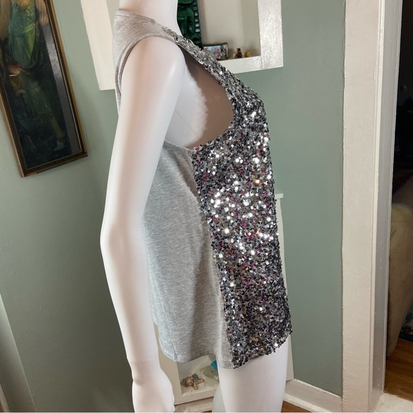 NWT New Talbots Shimmering Silver Sequin Tank Top Sleeveless Shell Top Shirt L - Picture 5 of 9